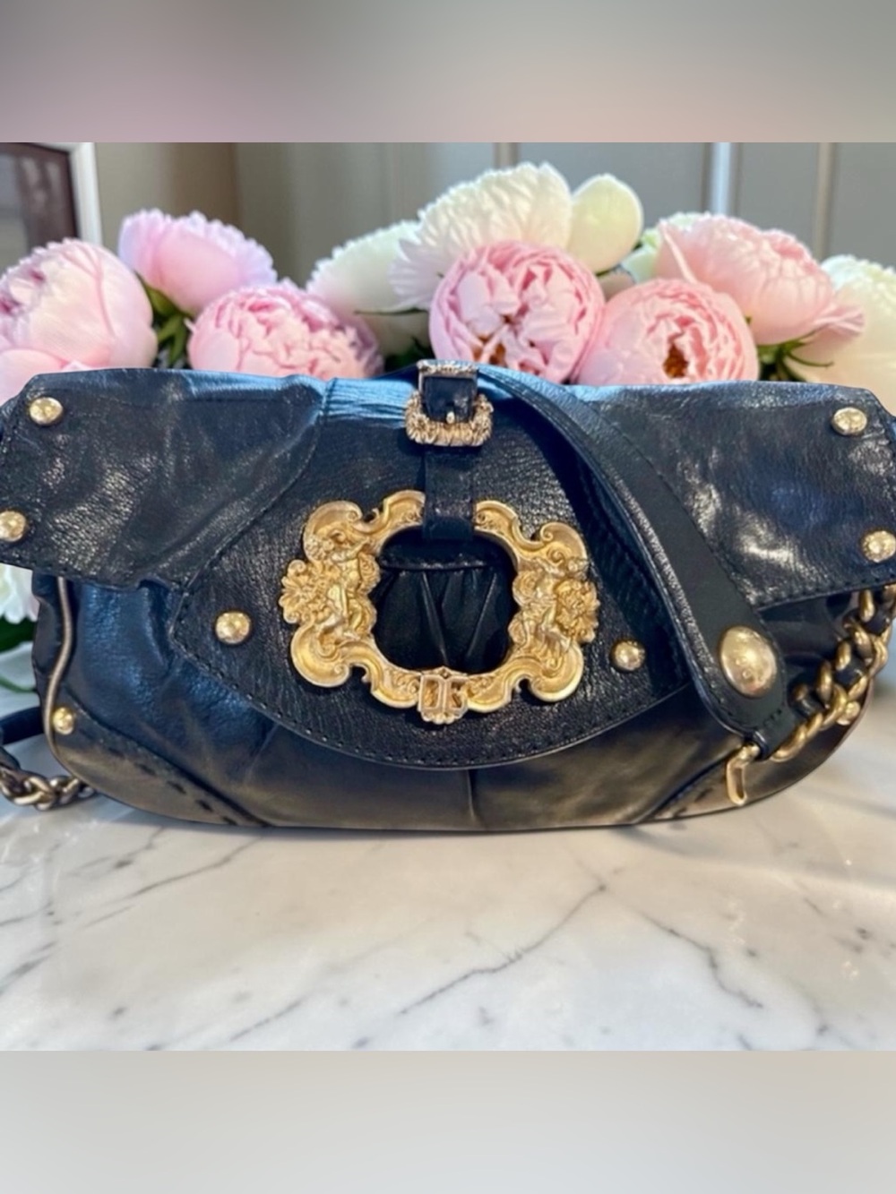 Dolce and Gabbana Y2K vintage baroque leather handbag